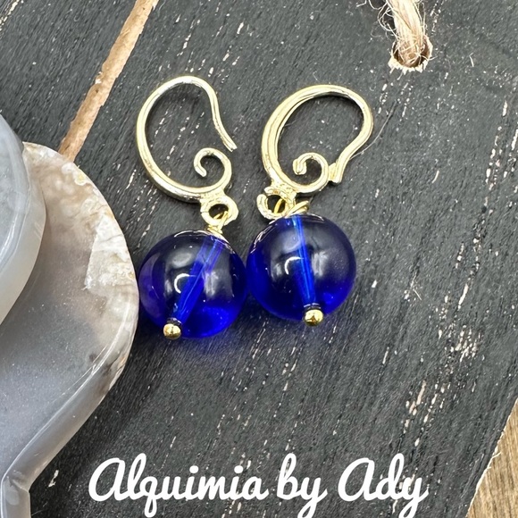 Untreated Sapphire Beaded Hoop Earrings - Picture 1 of 1